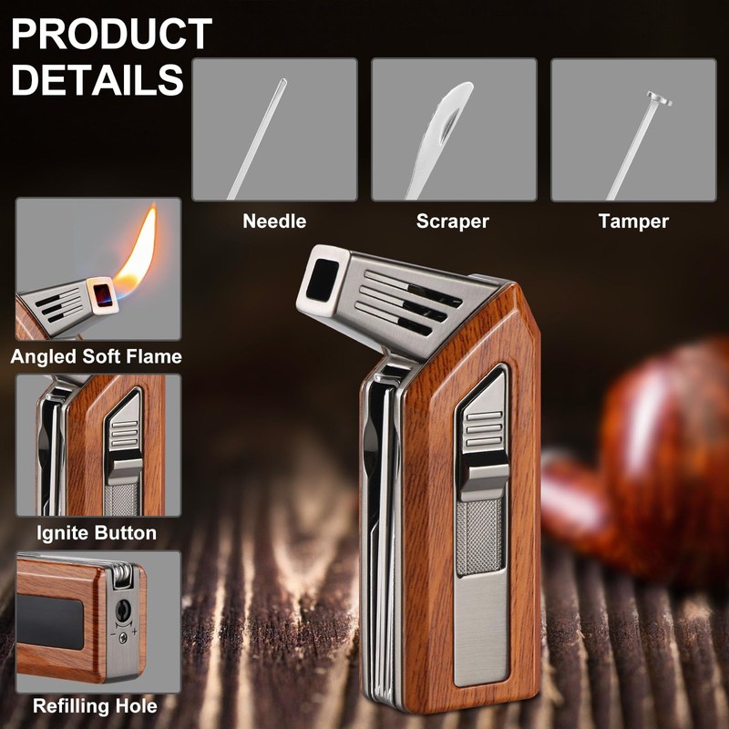FLABOX 3 in 1 Soft Flame Lighter,Refillable Butane Lighter with