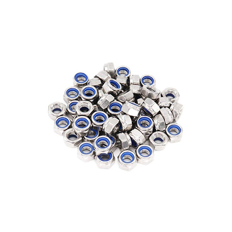 binifiMux 100pcs 304 Stainless Steel M4-0.7MM Pitch Nylock Nylon Inserted