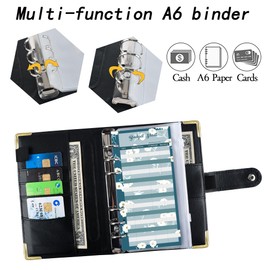 A6 Budget Binder with Zippered Envelopes,Budget Book with Cash Envelopes,Premium PU Leather Money Clip for BudgEting and Saving Money (Black Daisy, A6)