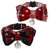 2PCS Christmas Cat Collar with Bell and Bow Tie, Safety
