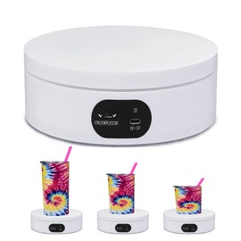 Exhibition Stand for Sublimation Tumbler, 360° Mute Electrical Rotating Show Stand for 20oz&30oz Sublimation Blanks Tumblers, Cup, Sublimation Tumblers Skinny Straight, Heat Press Cup. (White)