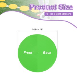 PATIKIL 6pcs Spot Markers 9" Non-Slip Floor Dot Agility Markers Flat Field Cone Poly Dot Gym PE Speed Training Dance Soccer Basketball Sports Green