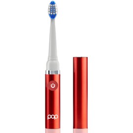 Pop Sonic Electric Toothbrush (Metallic Red) - Travel Toothbrushes w/AAA Battery | Kids Electric Toothbrushes with 2 Speed & 15,000-30,000 Strokes/Minute, Dupont Nylon Bristles