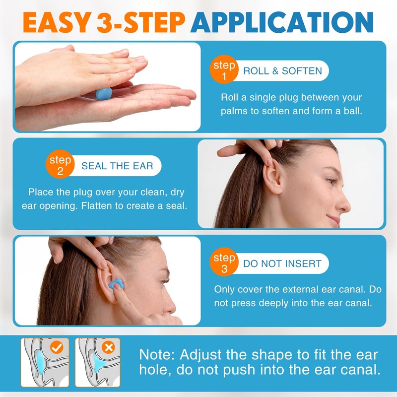 Relaxweex 200 Pcs Wax Earplugs Bulk Moldable Silicone Wax Earplugs