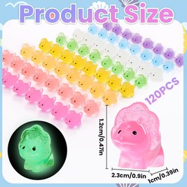 XOYTN 120PCS Mini Resin Dinosaurs, 8 Colors Tiny Resin Dinosaur Luminous Little Small Plastic Dinosaurs Glow in The Dark for Fairy Garden Landscape Aquarium Dollhouse Decor