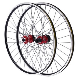 29 Inch Mountain Bike Wheelset, Aluminum Alloy Rim Disc Brake MTB Wheelset, Quick Release Front Rear Wheels Black Bike Wheels for Bikes with a Front Opening Gearr (Red, 29)