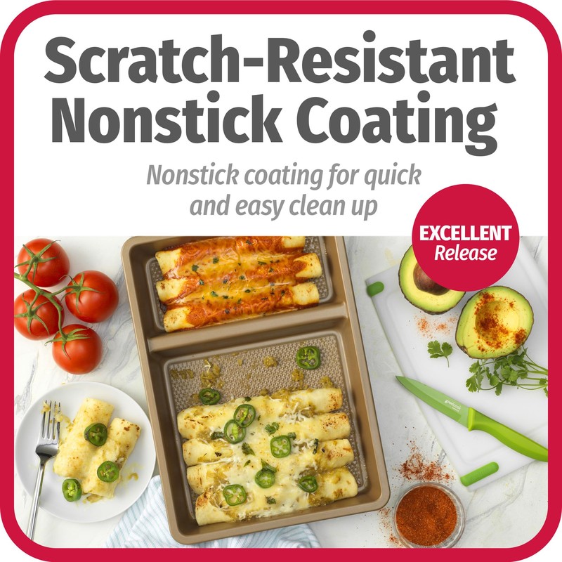 GoodCook 9” x 13” Nonstick Divided Oblong Pan – 2-in-1