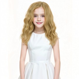 Blonde Wig Kids Child Wig Short Wavy Wig Ash Blonde Wig Mixed Blonde Wig for Gilrs Shoulder Length Cosplay Party Heat Resistant Blonde Synthetic Hair Wig (Ash Blonde)