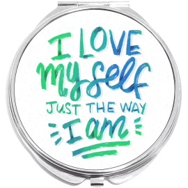 NewCharms I Love Myself Just the Way I Am Compact with Mirrors - for Pocket or Purse