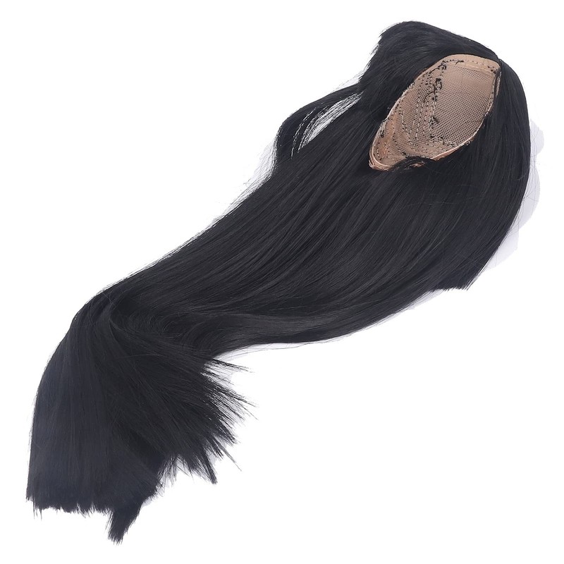 Black Doll Hair Soft Flexible Thick Hair with Bangs for