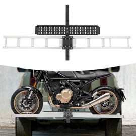 QUEMARQUE 450LBS Aluminum Motorcycle Carrier, Heavy Duty Hitch-Mounted Dirt Bike Rack W/Anti-Tilt Locking Device, Motorcycle Trailer Hitch Carrier with Loading Ramp - Max Tire Width - 4In