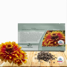 Outsidepride Zinnia Elegans Zowie Yellow Flame Seeds – 15 Pieces Annual, Heat & Drought Tolerant, Zinnia Flower Seeds w/Bicolor Blooms, Pollinator-Friendly for Garden Beds & Landscapes (AAS Winner)