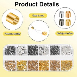 2200PCS Jewelry Crimp Beads Crimp Tubes with Crimping Pliers Crimping Beads for Jewelry Making Beading Supplies