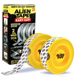 EZ Cut by Alien Tape Easy Cut Double-Sided Mounting Tape, 14ft - Pre-Cut Grids for Hassle-Free Cutting, Strong Adhesive, Multi-Surface Use, No Scissors Needed, Perfect for Home & Office Projects