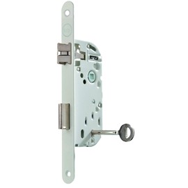 Yale Mortice Lock with Key, Axle 40mm, Chest 135mm - Certified NF Level 2 - Y75R-A40/B/SC - Reversible, Round Spigot - Interior Door, Bedroom, Office - White, Strike Plate and Key