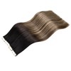 LaaVoo Tape-In Real Hair Extensions, Black, Ombre, Brown, Balayage, Caramel