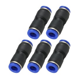 PATIKIL 6mm Push to Connect Fittings, 5Pcs Plastic Air Line Hose Fitting Quick Release Pneumatic Connectors Straight Union Two Way Coupler for Tube, Blue