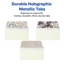 Avery Multi-Use Ultra Tabs, 2" x 1.5", Holographic Iridescent Designs, 18 Repositionable Page Tabs (74145)
