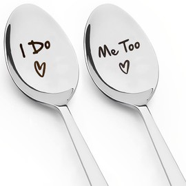 Stainless Steel Couples Engraved Coffee Spoon Set with I Do Me Too Love Message Design, Valentine's Day Gift for Him Her Husband Wife, Gift Ideas for Anniversary Thanksgiving