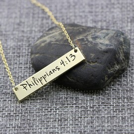 Memgift 18K Gold Plated Necklace Inspirational Bible Verse Engraved Christmas Jewelry Gifts Idea for Women