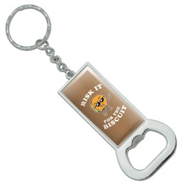 GRAPHICS & MORE Risk It for The Biscuit Funny Humor Keychain Rectangle Chrome Plated Metal Bottle Cap Opener