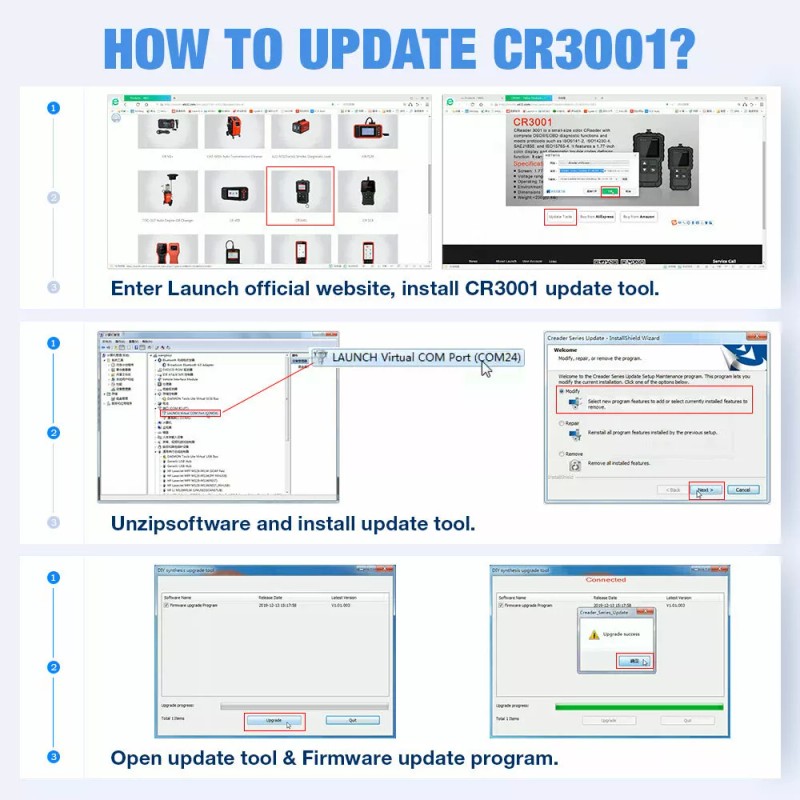 LAUNCH 2025 LAUNCH CR3001 OBD2 Scanner Code Reader Check Engine