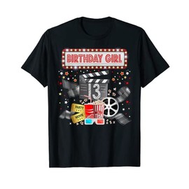 Movie Night Birthday Party Pajama Slumber Popcorn Cinema T-Shirt