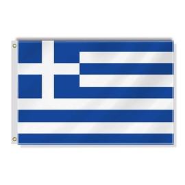 Greece Small Flag,12×18 Inch Two Layer Fabric Small Banner,1×1.5 FT Greek Nautical Decor,Mini Digital Printed 150D Polyester Banner With Brass Grommet
