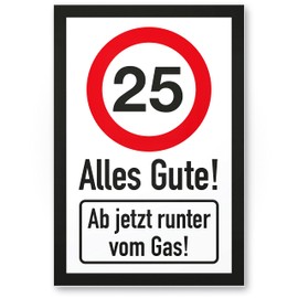 DankeDir! 25 Jahre Alles Gute - Runter vom Gas - Geschenk 25. Geburtstag Geschenkidee Geburtstagsgeschenk Fünfundzwanzigsten Geburtstagsdeko Partydeko Party Zubehör Geburtstagskarte