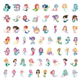 MUSHI 50 Stickers de SIRENAS paquete con stickers de Vinilo pegatinas para niñas y niños Stickers para laptop, stickers para Termos, Celulares, Guitarras (Sirenas, Paquete con 50)