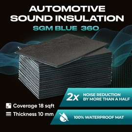 SGM Blue 360 mil (10mm) 18 sqft Car Sound Insulation - Heat and Cool Liner - Self Adhesive Closed Cell Foam Deadening Material - PE Foam Sound Deadener