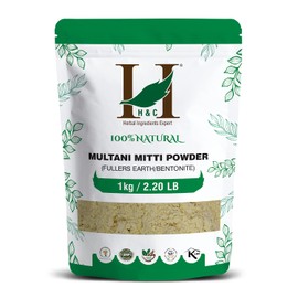 H&C HERBAL INGREDIENTS EXPERT 100% Pure Fuller's Earth Clay (Multani Mitti) - 2.20 lb / 1 kg | Exfoliates & Cleanse the Skin | Helps Removing Dead Skin Cells | Supports Blood circulation
