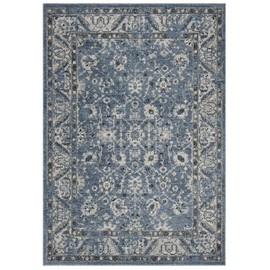SAFAVIEH Charleston Collection CHL413N Oriental Distressed Non-Shedding Living Room Bedroom Dining Home Office Area Rug, 5'3" x 7'6", Navy / Light Grey