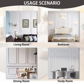 Lunghaa 6-Frame Premade Accent Wall Molding Kit, Ready-to-Assemble Wainscoting Panels, Pre-Cut Chair Rail Moulding Trim for Home Décor