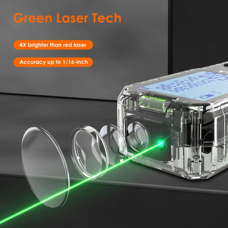 BILIPALA Laser Measure,100M/328ft Digital Laser Tape Measure with Backlit LCD,±2mm