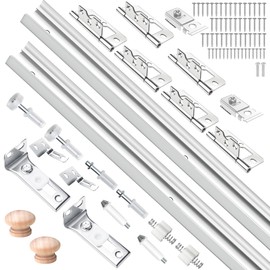 DistancePower 24IN Bi-fold Door Track Kit, 2Kit White Bi-fold Door Hardware Closet Door Track Repair Tool Kit Included Full Accessories