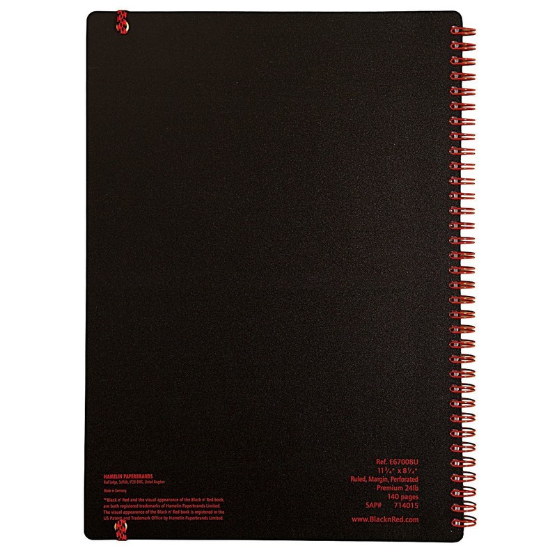 CASE OF 6 Black n' Red Twin Wirebound Notebook, Poly