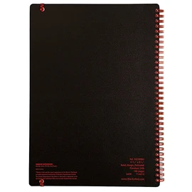 CASE OF 6 Black n' Red Twin Wirebound Notebook, Poly Cover, 11.75 x 8.25 Inches, Black, 70 sheets (E67008)