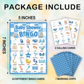 Baby Shower Bingo Game For Adults, Baby Shower Party Bingo Game Set, Blue Baby Shower Bingo Cards, Gender Reveal Bingo Favors For Family Friends, Baby Shower Large Group Game Decor & Supplies -16