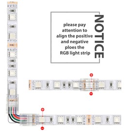 Arotelicht RGB LED Strip Connector, 10 mm, LED Strip Corner Connector, 4-Pin for RGB 5050 LED Strips, Pack of 10