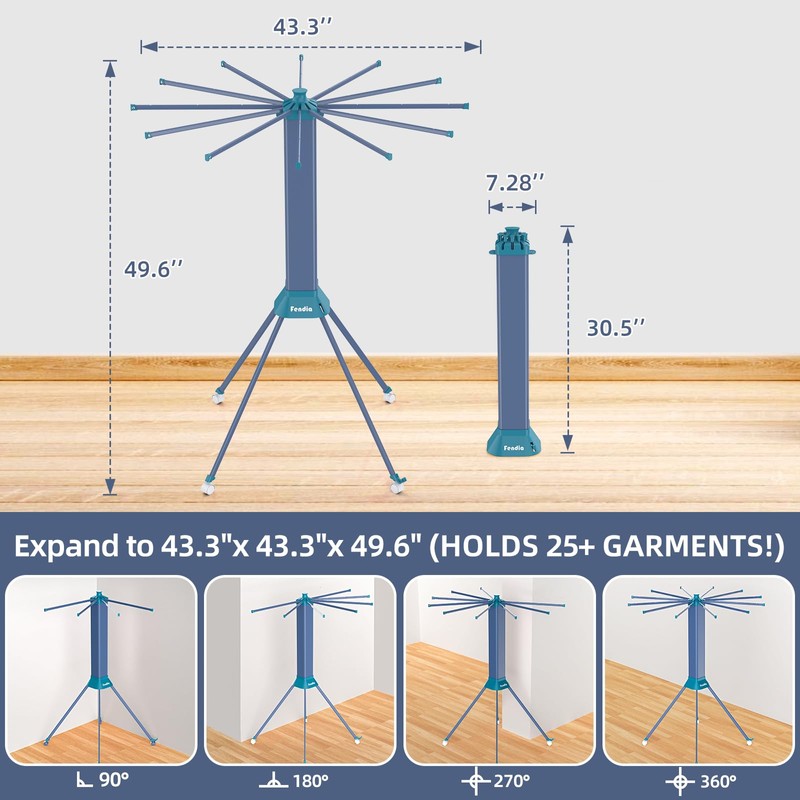 Clothes Drying Rack ​Foldable & ​Collapsible Drying Racks with 4-Leg