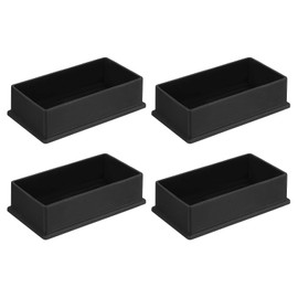 sourcing map 4Pcs PVC Square Chair Leg Caps, 100mm x 50mm OD Black Furniture Feet Pads Table Foot Cover Caps Floor Protectors for Patio Table Cabinet Bed Furniture