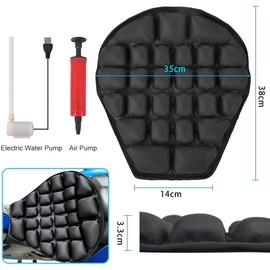 Auzkong Motorcycle Seat Cushion Air Seat Cushion, Water Fillable Cooling Down Seat Pad, Pressure Relief Motorcycle Air Seat Pad for Cruiser Touring Saddles 14.9" x 13.9"