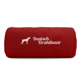 siviwonder German Wirehaired Hand Towel Paw Dog Motif Embroidery Deluxe Colour Red