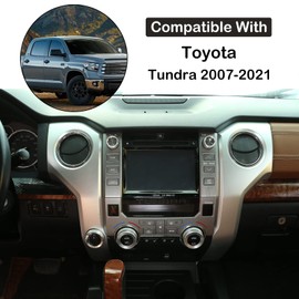 5Pcs Aluminum Air Conditioner Stereo Volume 4WD Switch Knob Ring Covers Compatible with Toyota Tundra 2014-2021 Car A/C Air Conditioning Centre Control Switch Knob Button Protect Ring Trim Accessories