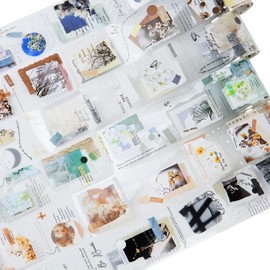 AuriicLeaf Flower Words PET Tape Set, 6 Rolls of Nature Ephemera for Junk Journaling, Scrapbooking, Crafting, DIY Projects, Diaries, and Art Supplies