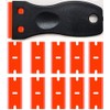 Double Edged Plastic Razor Blade Scrapers Knife with Contoured Grip for Scraping Labels and Decals Sticker From Glass, Windshields and Auto Window Tint Vinyl Tool Application(Black Scraper+10 Blades)