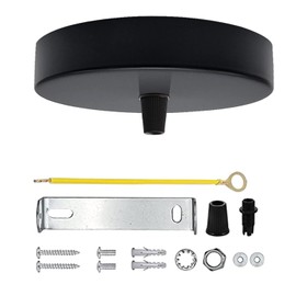 LEDSone Ceiling Rose Pendant Cable Grip Clamp Plate for Light Fitting Hanging Lamp,100mm Multi Colour Full Set UK Stock (Black)