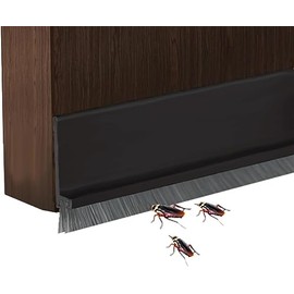 Guardapolvo y Protector para Puerta, Burlete Cubrepolvo para Puertas con Cepillo,Tira de Sellado Autoadhesiva de Silicona,Tira de Sellado de Puerta y Ventanas (Negro, 300cm)