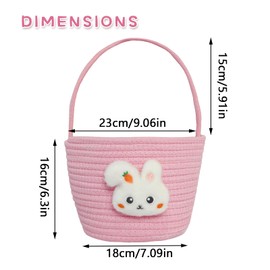 Volscity Easter Basket, Easter Basket for Kids Girls Babies,Small Easter Gift Basket Empty,Easter Egg Hunt Basket for Infant,Children,Easter Bunny Basket(Pink Bunny)